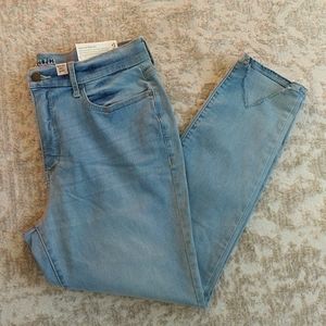 NEW a.n.a. High-Rise Ankle Skinny Frayed Hem Jeans 12 Blue